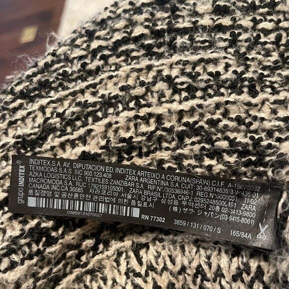 ZARA KNITS Oversized Chunky Knit Cardigan Sweater Ecru Black 3859/131 Sz Small - Picture 13 of 14